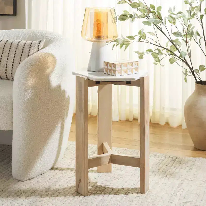 Tavolino in marmo Pisa - ACC3733A - Bianco/Naturale - Safavieh