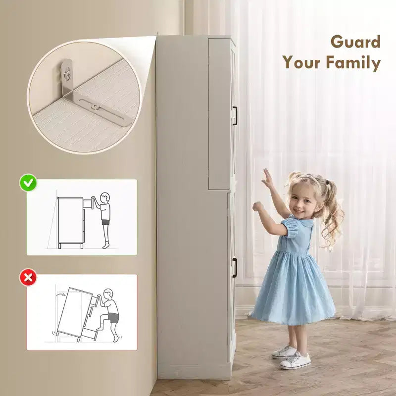 HOMCOM Dispensa da Cucina 72 Farmhouse, Mobile Contenitore Alto con 4 Ante a Fienile, 4 Ripiani Regolabili, 8 Ripiani Interni alle Ante