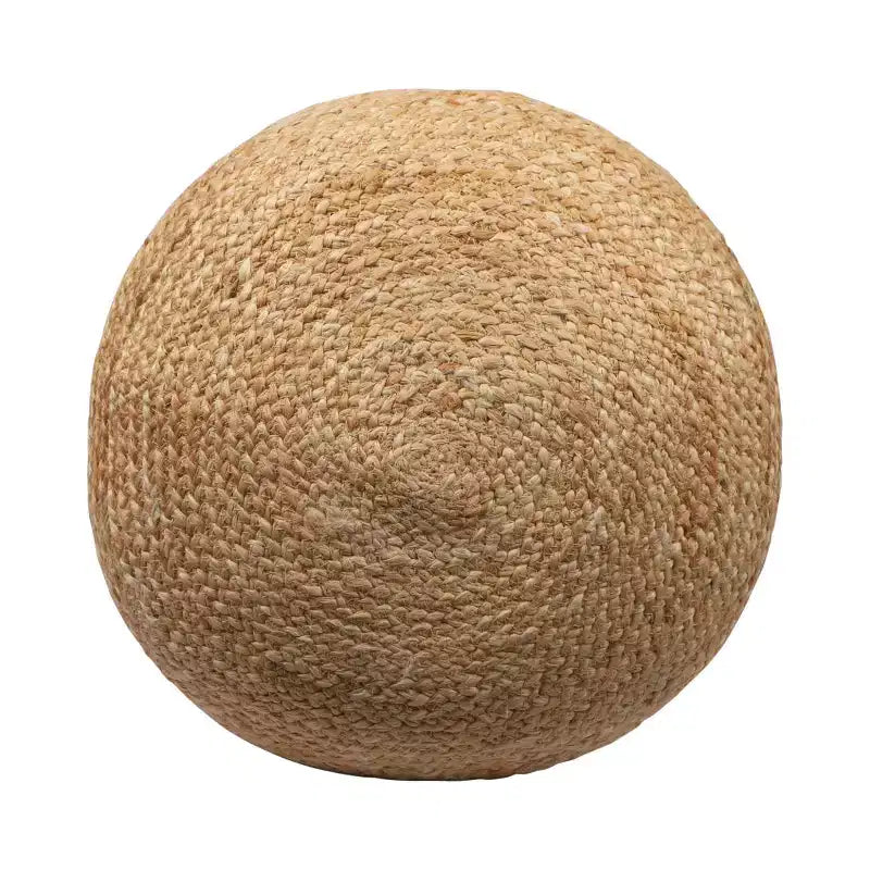 HomeRoots Pouf/Ottoman a Cilindro a Righe in Misto Iuta Naturale e Grigio 18