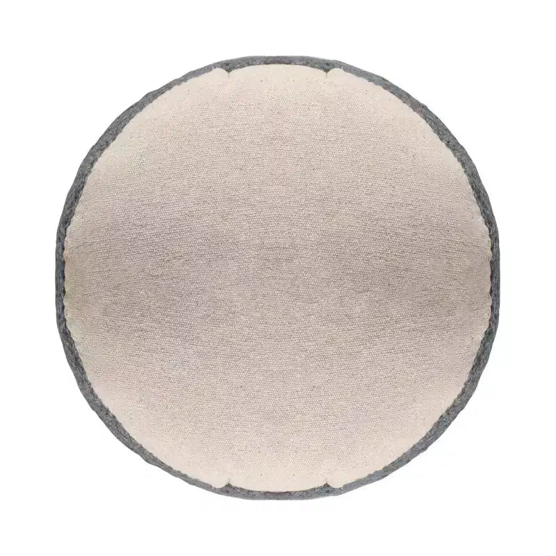 HomeRoots Pouf/Ottoman a Cilindro a Righe in Misto Iuta Naturale e Grigio 18