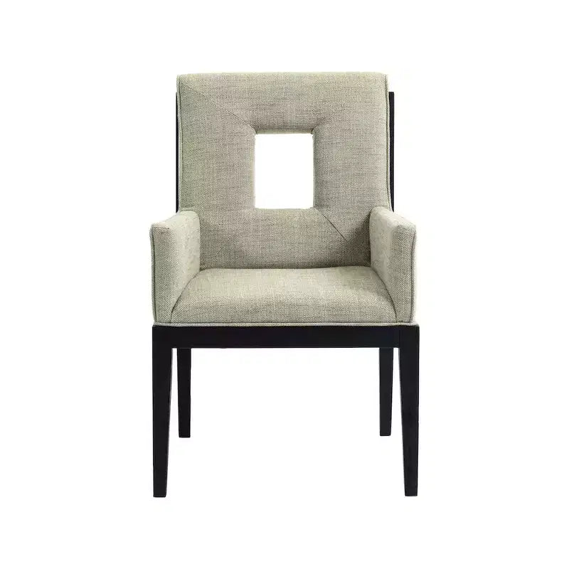Meridian Furniture, sedia da pranzo con braccioli in tessuto testurizzato di lino Gwendolyn