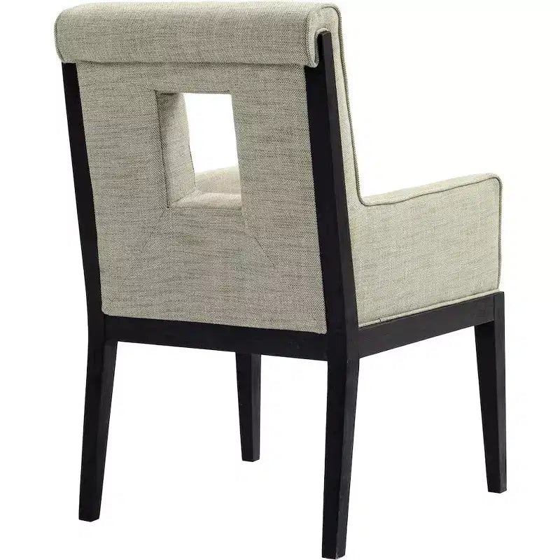 Meridian Furniture, sedia da pranzo con braccioli in tessuto testurizzato di lino Gwendolyn