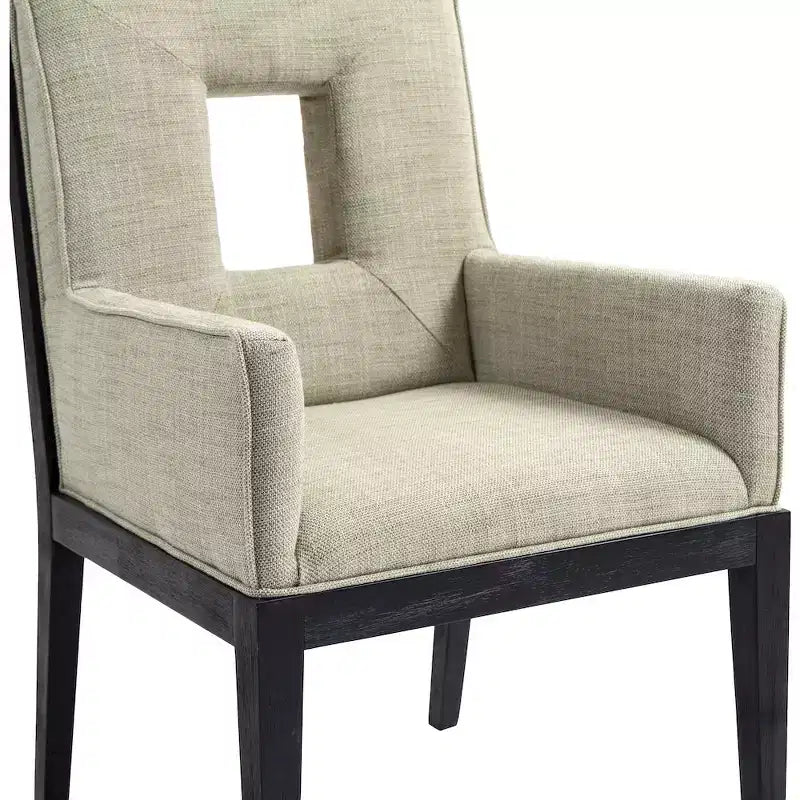 Meridian Furniture, sedia da pranzo con braccioli in tessuto testurizzato di lino Gwendolyn