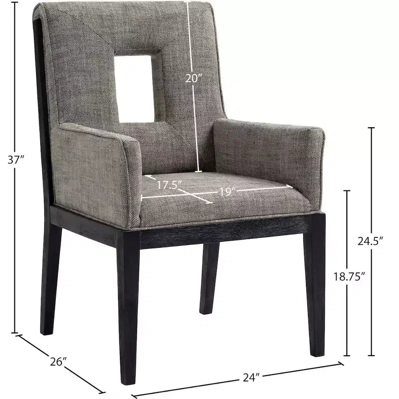 Meridian Furniture, sedia da pranzo con braccioli in tessuto testurizzato di lino Gwendolyn