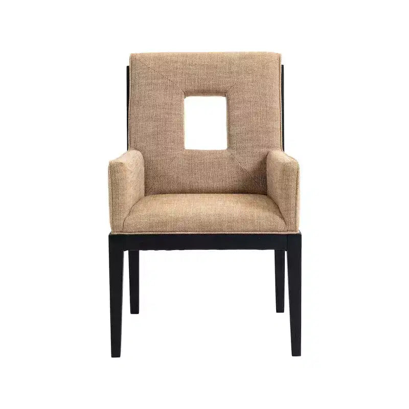 Meridian Furniture, sedia da pranzo con braccioli in tessuto testurizzato di lino Gwendolyn