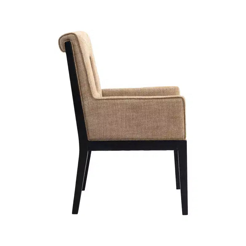 Meridian Furniture, sedia da pranzo con braccioli in tessuto testurizzato di lino Gwendolyn