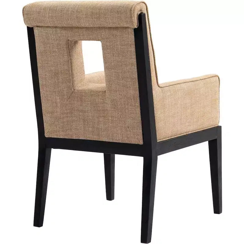 Meridian Furniture, sedia da pranzo con braccioli in tessuto testurizzato di lino Gwendolyn
