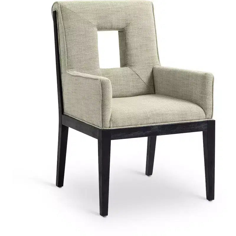 Meridian Furniture, sedia da pranzo con braccioli in tessuto testurizzato di lino Gwendolyn
