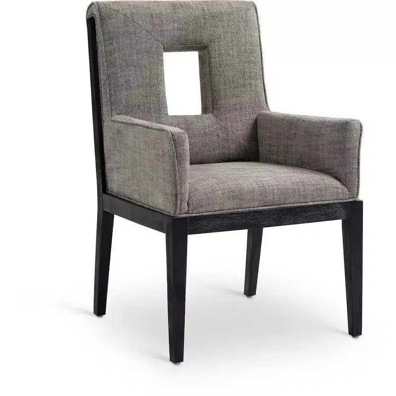Meridian Furniture, sedia da pranzo con braccioli in tessuto testurizzato di lino Gwendolyn