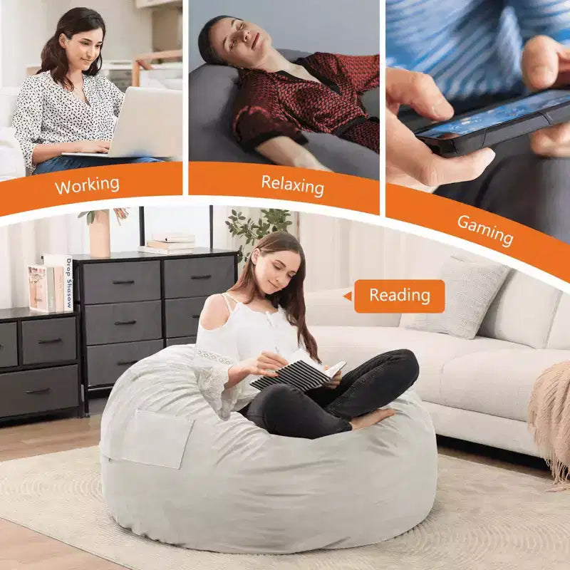 MAYEERTY Poltrona Sacco 120cm, Imbottita in Schiuma, Morbida, Sfoderabile, Comoda per Adulti Bambini Soggiorno Camera da Letto Dormitorio