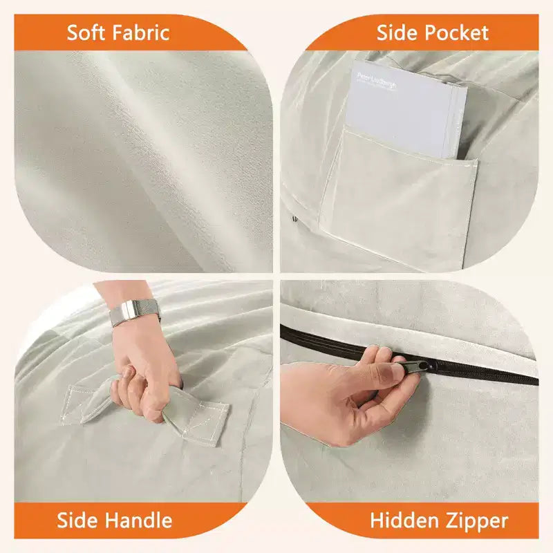 MAYEERTY Poltrona Sacco 120cm, Imbottita in Schiuma, Morbida, Sfoderabile, Comoda per Adulti Bambini Soggiorno Camera da Letto Dormitorio