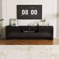 Famapy Modern Black TV Stand with Ambient Lighting: Sleek Design, Storage & Ambient Glow  Elevate Living Rooms Entertainment Center Media Console