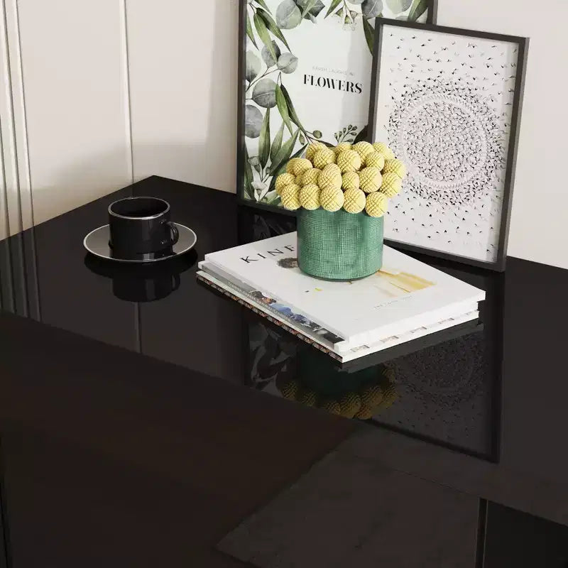 Mobile TV Moderno Famapy Nero con Illuminazione Ambientale: Design Elegante, Spazio di Archiviazione e Luce d'Atmosfera. Eleva il Centro Intrattenimento della Sala.