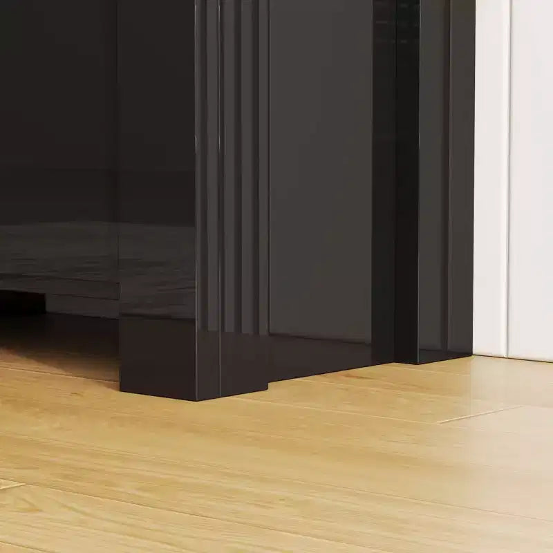 Mobile TV Moderno Famapy Nero con Illuminazione Ambientale: Design Elegante, Spazio di Archiviazione e Luce d'Atmosfera. Eleva il Centro Intrattenimento della Sala.