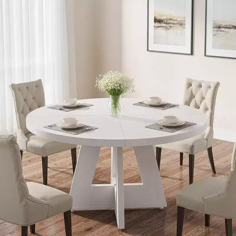 MAYEERTY Tavolo Rotondo Rustico da 47 Pollici, Multifunzionale per Sala da Pranzo, Serate di Gioco e Compiti