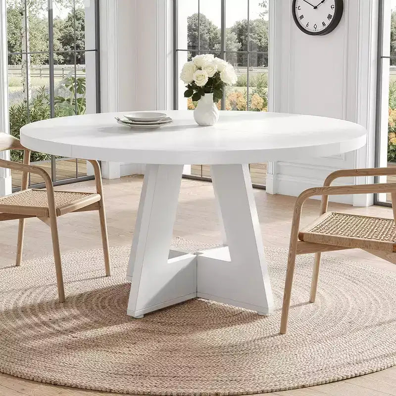 MAYEERTY Tavolo Rotondo Rustico da 47 Pollici, Multifunzionale per Sala da Pranzo, Serate di Gioco e Compiti