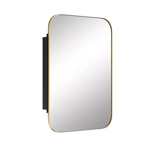 24 * 16 Inch Gold Rectangular Bathroom Medicine Cabinet With Mirror
