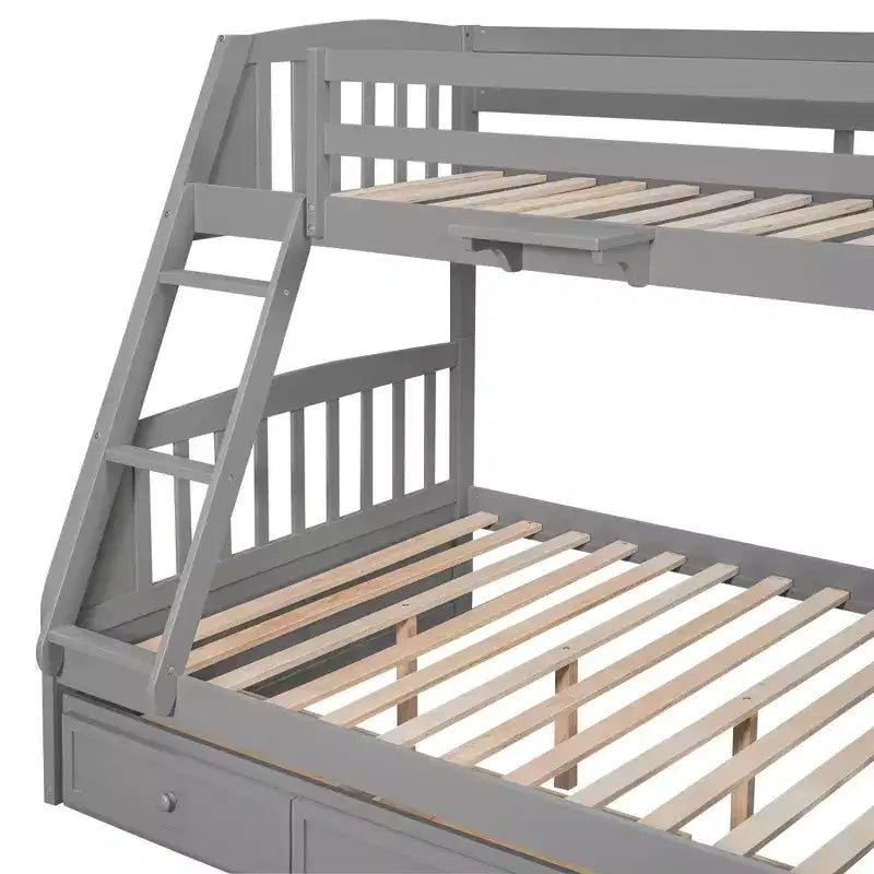 Letto a Castello "Twin-Over-Full" con Cassetti, Scaletta e Scala Contenitore, Espresso