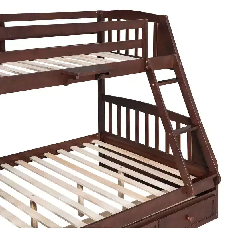 Letto a Castello "Twin-Over-Full" con Cassetti, Scaletta e Scala Contenitore, Espresso