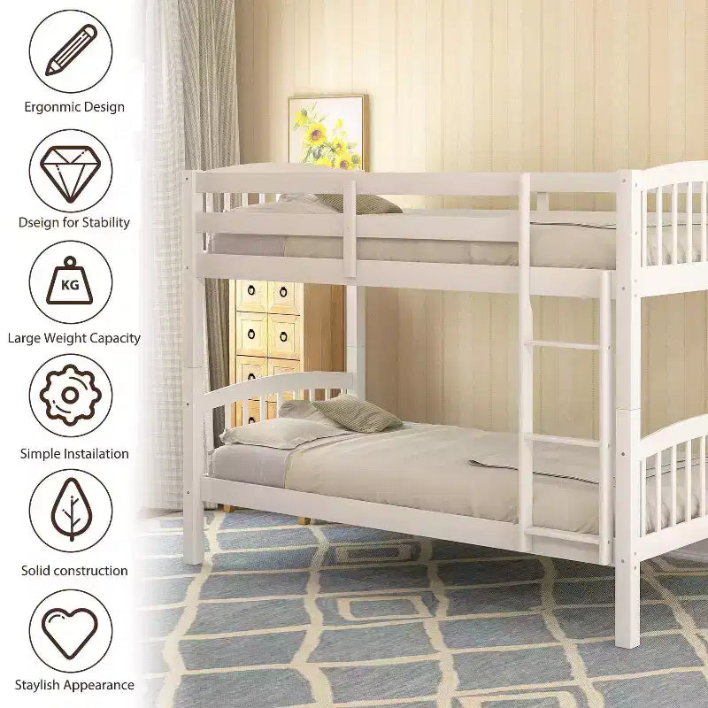 Letto a Castello Gemello con Scaletta, Bianco