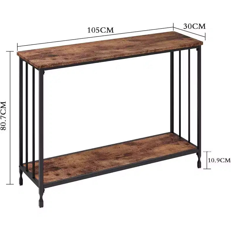 Acekool Tavolo Console Stretto per Ingresso, Tavolo da Divano Industriale con Scaffale, per Corridoio, Soggiorno, Ufficio