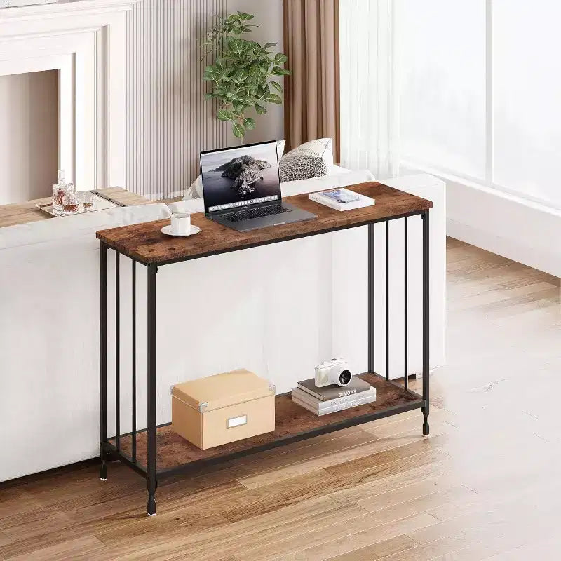 Acekool Tavolo Console Stretto per Ingresso, Tavolo da Divano Industriale con Scaffale, per Corridoio, Soggiorno, Ufficio