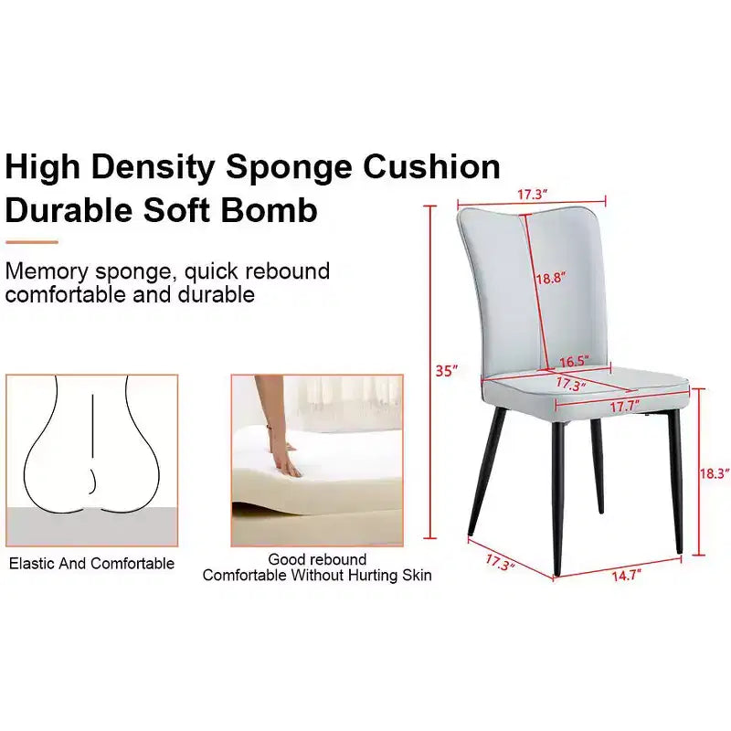 Sedie da pranzo set da 2, schienale in pelle PU e cuscini di seduta imbottiti e gambe in metallo nero, per ristoranti, camere da letto, soggiorni