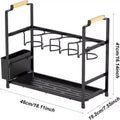 Water Bottle Organizer Holder, Double Layer Water Bottle Organizer Rack Carbon Steel Cup Storage Drying Rack With Tray for Kitchen Tabletop Cabinets