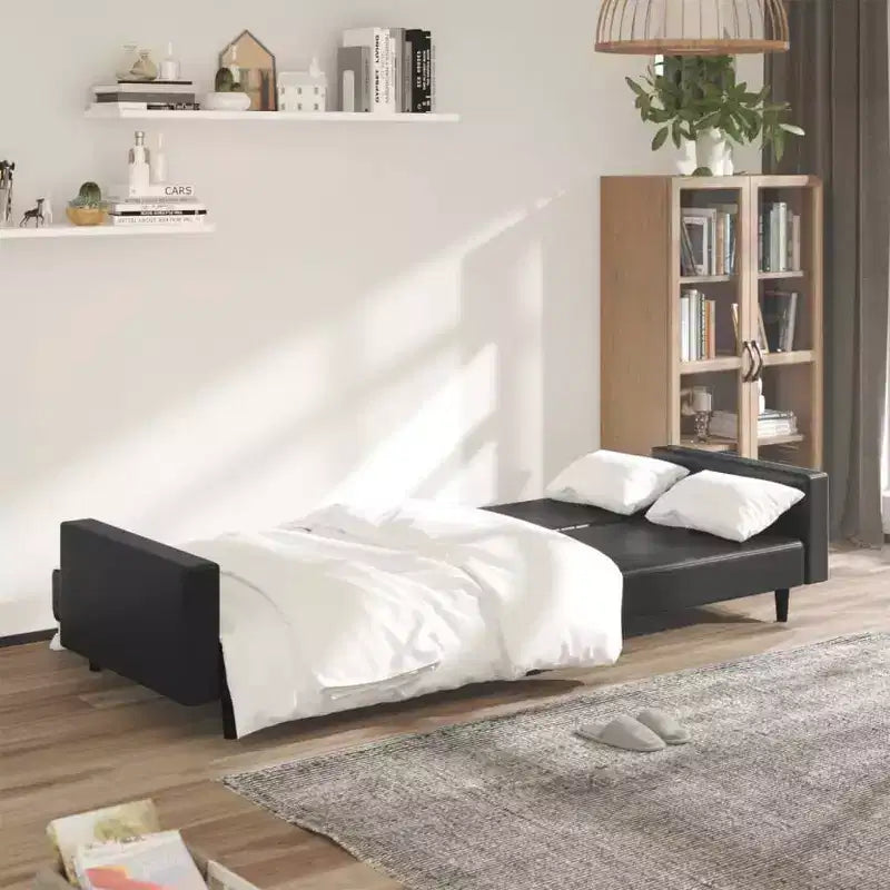 vidaXL Divano letto a 2 posti in velluto grigio scuro - Divanetto/letto singolo convertibile con struttura in legno per soggiorno, monolocale, ufficio domestico
