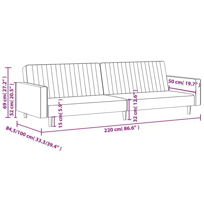 vidaXL Divano letto a 2 posti in velluto grigio scuro - Divanetto/letto singolo convertibile con struttura in legno per soggiorno, monolocale, ufficio domestico