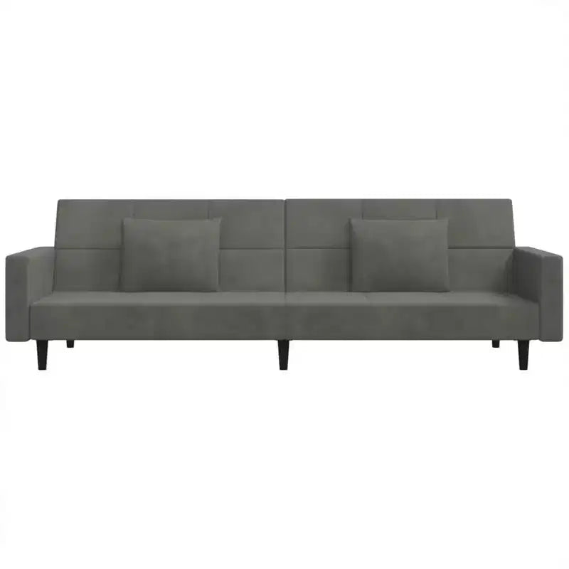 vidaXL Divano letto a 2 posti in velluto grigio scuro - Divanetto/letto singolo convertibile con struttura in legno per soggiorno, monolocale, ufficio domestico