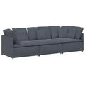 vidaXL Modular Fabric Sofa in Dark Gray - Durable Metal Frame Couch with Customizable Sections for Living Room/Lounge Seating Furniture
