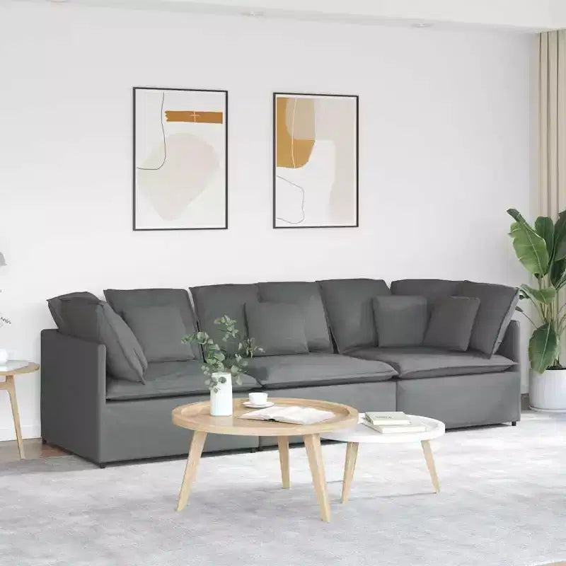 vidaXL Divano Modulare in Tessuto Grigio Scuro - Divano con Struttura Robusta in Metallo e Sezioni Personalizzabili per Soggiorno/Salotto Arredamento
