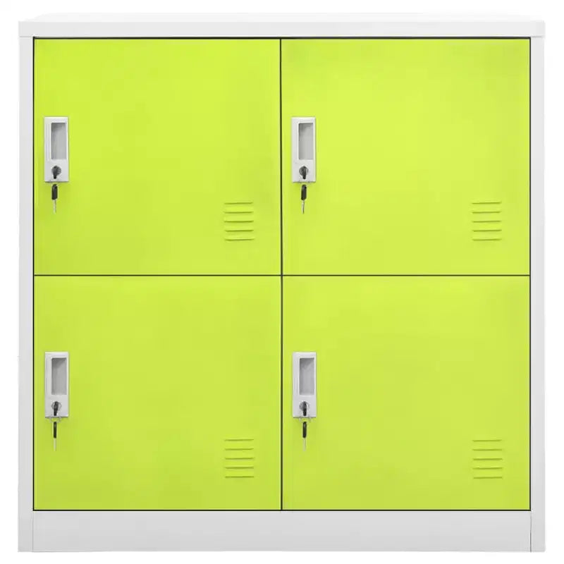 vidaXL Set di 2 Armadietti Grigio Chiaro e Verde in Acciaio Medie - Grigio Chiaro e Verde con 4 Ante Quantità 2