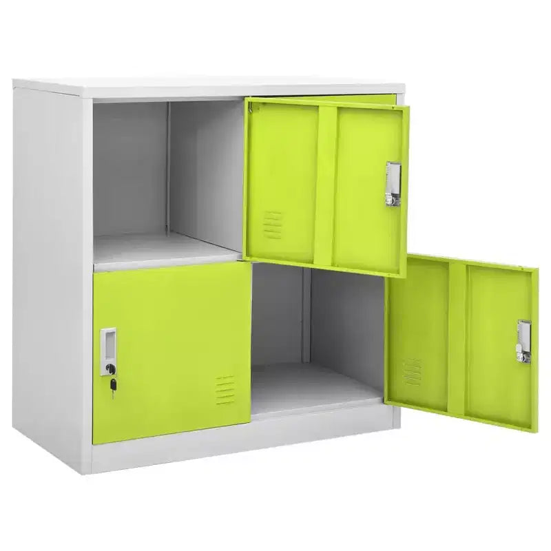 vidaXL Set di 2 Armadietti Grigio Chiaro e Verde in Acciaio Medie - Grigio Chiaro e Verde con 4 Ante Quantità 2