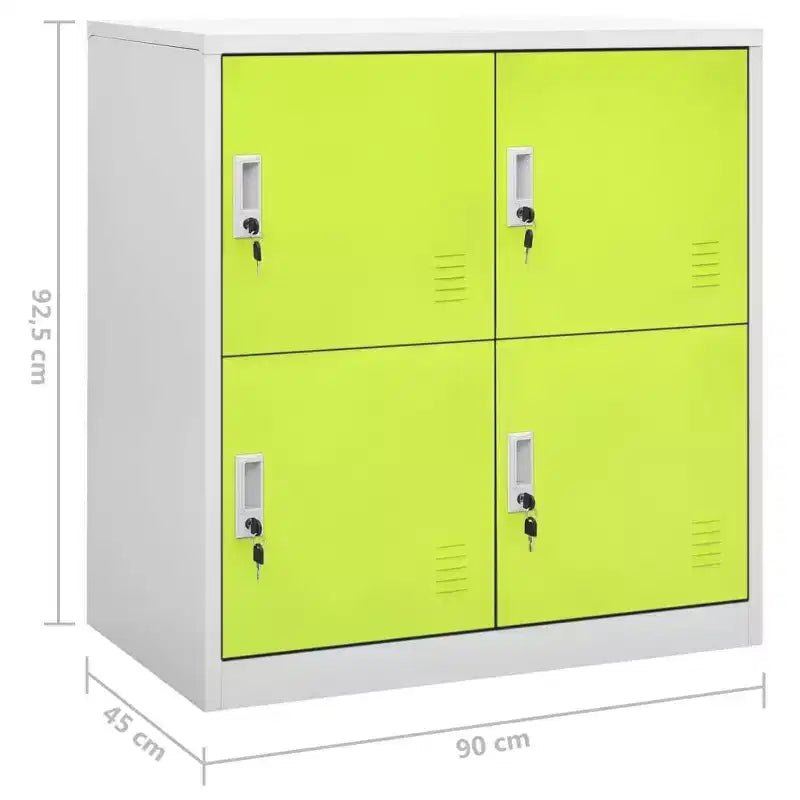 vidaXL Set di 2 Armadietti Grigio Chiaro e Verde in Acciaio Medie - Grigio Chiaro e Verde con 4 Ante Quantità 2