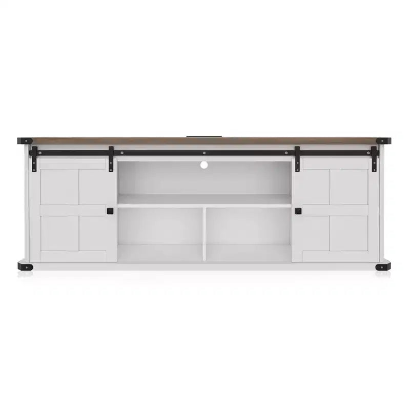 TROPOW Mobile TV 70 per TV da 75 pollici, mobile TV stile rustico con ante scorrevoli a persiana e armadietti, mobile TV moderno con console multimediale