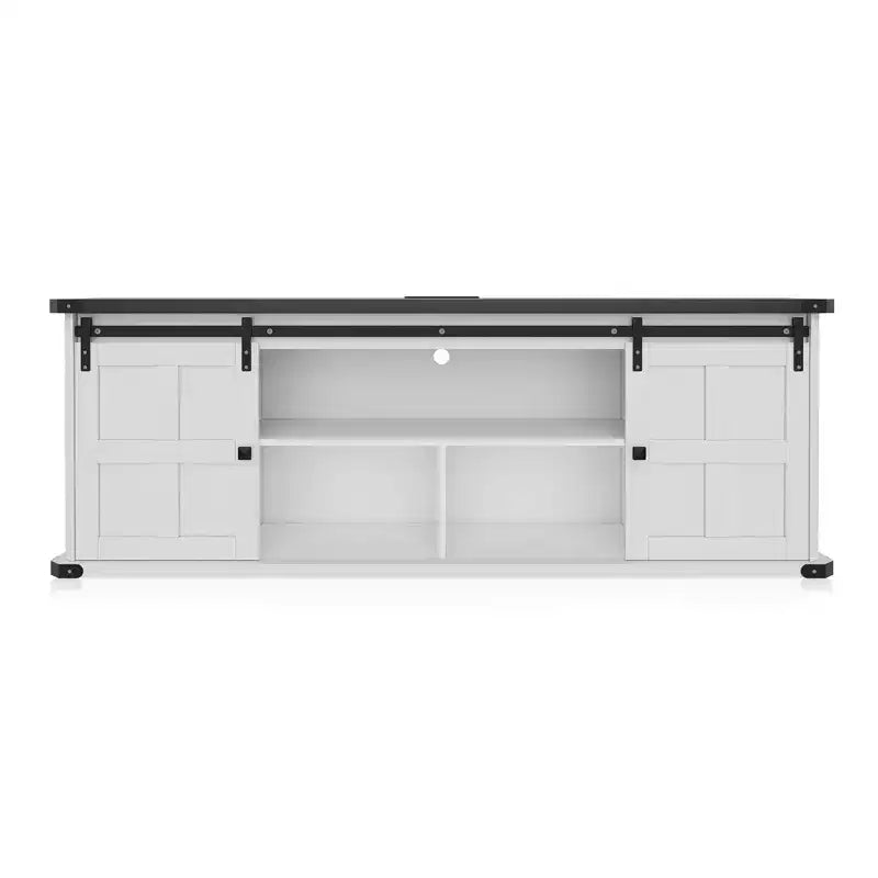 TROPOW Mobile TV 70 per TV da 75 pollici, mobile TV stile rustico con ante scorrevoli a persiana e armadietti, mobile TV moderno con console multimediale