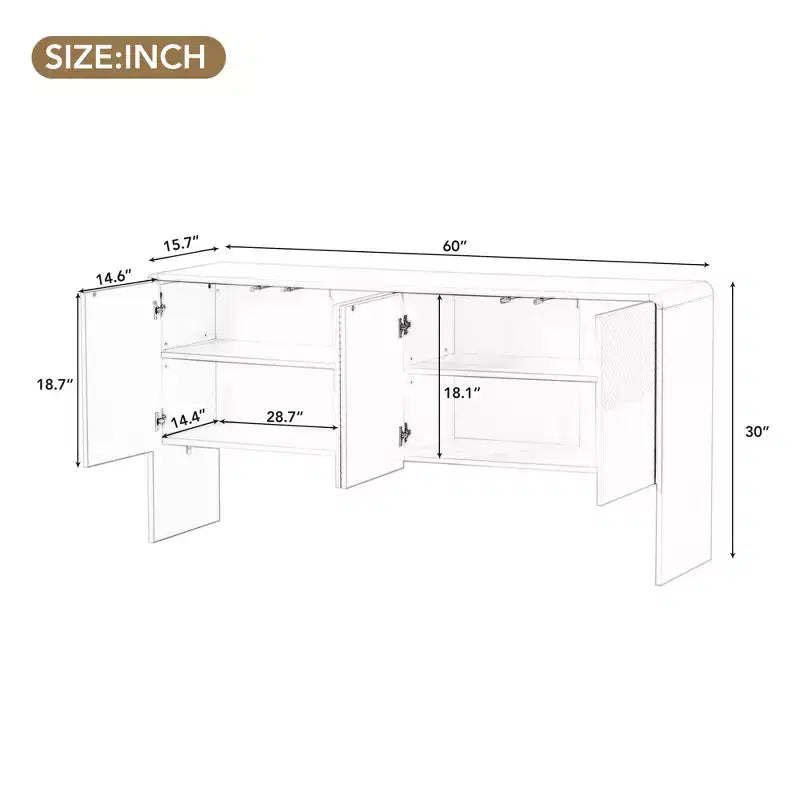 Mobile Contenitore MAYEERTY con Cassetti e Ripiani, Credenza per Soggiorno, Bianco