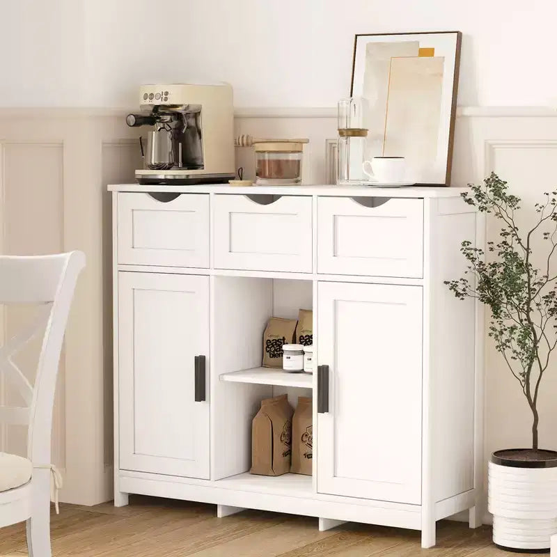 Mobile Contenitore MAYEERTY con Cassetti e Ripiani, Credenza per Soggiorno, Bianco