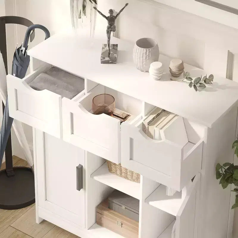 Mobile Contenitore MAYEERTY con Cassetti e Ripiani, Credenza per Soggiorno, Bianco