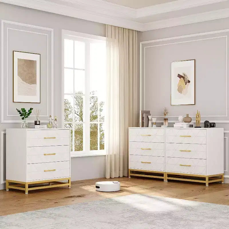 Cassettiera per camera da letto con 3 cassetti, cassettiera moderna, con cassetti ampi e maniglie in metallo, cassettiera in legno