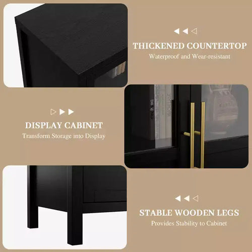 55.12 Grande Credenza a Buffet con Contenitore, Credenza a Buffet con Ante in Vetro