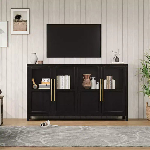 55.12 Large Buffet Cabinet with Storage, Sideboard Buffet Cabinet with Glass Doors
