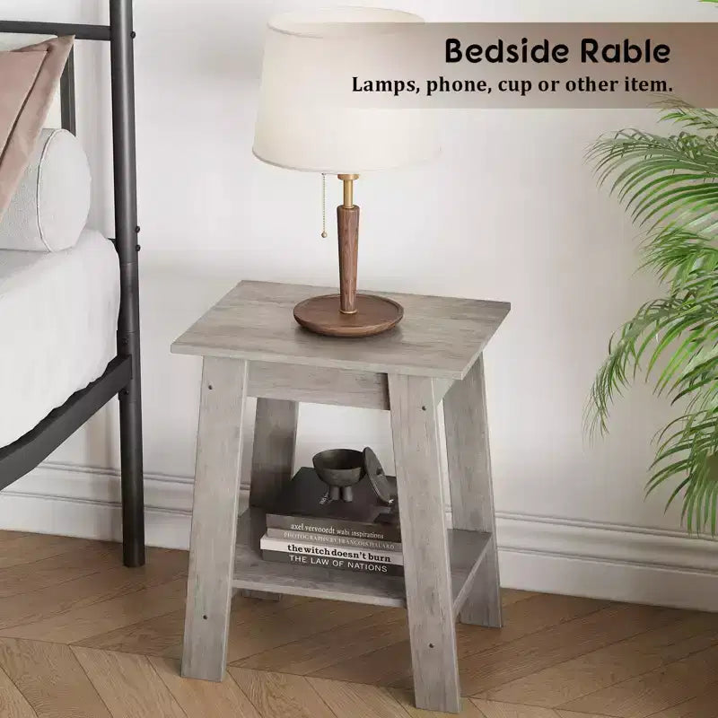 Tavolino moderno set da 2, tavolino da divano in legno con ripiano portaoggetti a 2 livelli, comodino da camera da letto per piccoli spazi, comodino per camera da letto