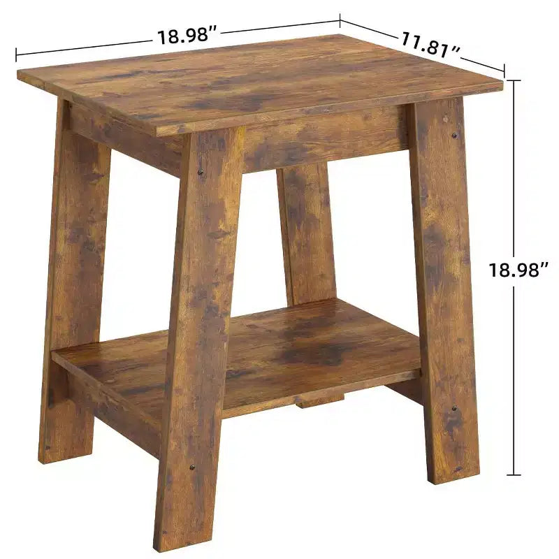 Tavolino moderno set da 2, tavolino da divano in legno con ripiano portaoggetti a 2 livelli, comodino da camera da letto per piccoli spazi, comodino per camera da letto