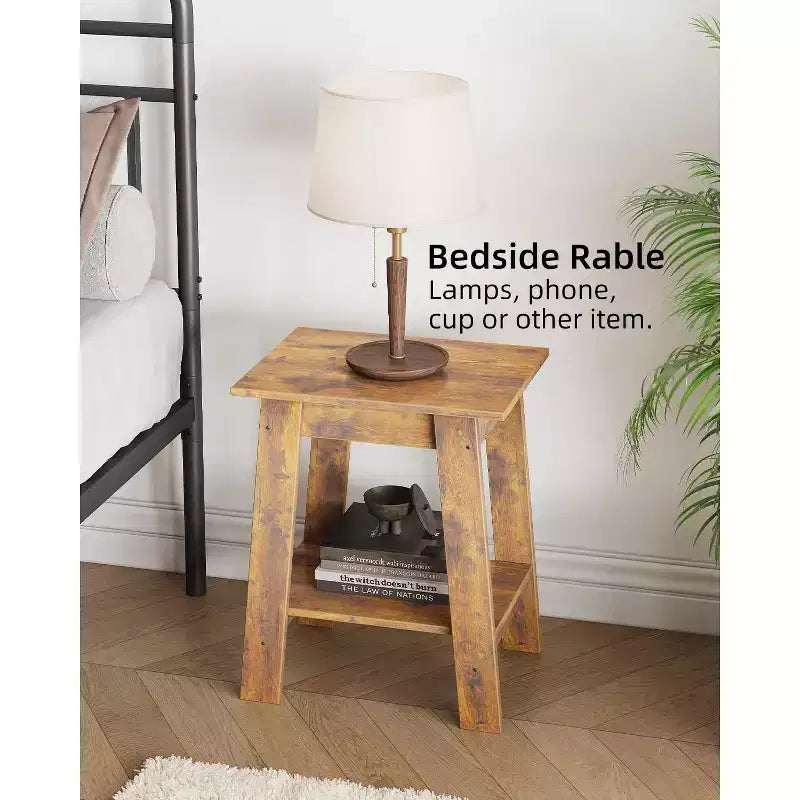 Tavolino moderno set da 2, tavolino da divano in legno con ripiano portaoggetti a 2 livelli, comodino da camera da letto per piccoli spazi, comodino per camera da letto