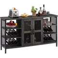 Acekool Industrial Wine Bar Cabinet with Glass Rack, Multi-Functional Liquor & Coffee Storage Sideboard for Dining & Living Room