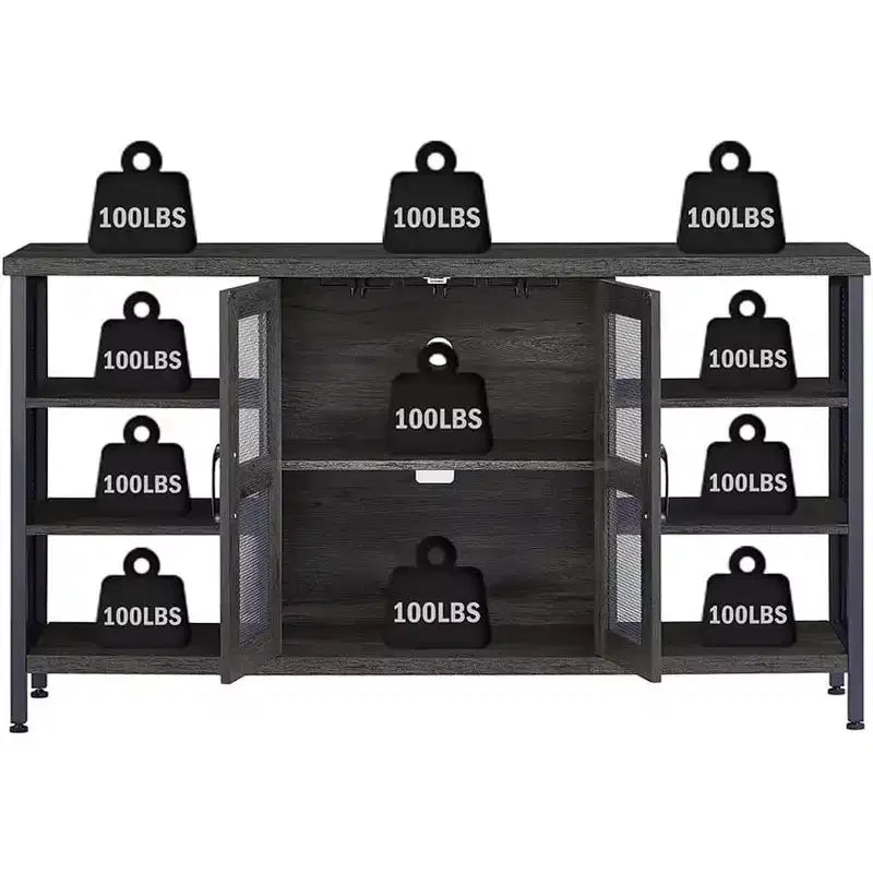 Acekool Mobile Bar Industriale con Portabicchieri, Credenza Multifunzionale per Liquori e Caffè per Sala da Pranzo e Soggiorno