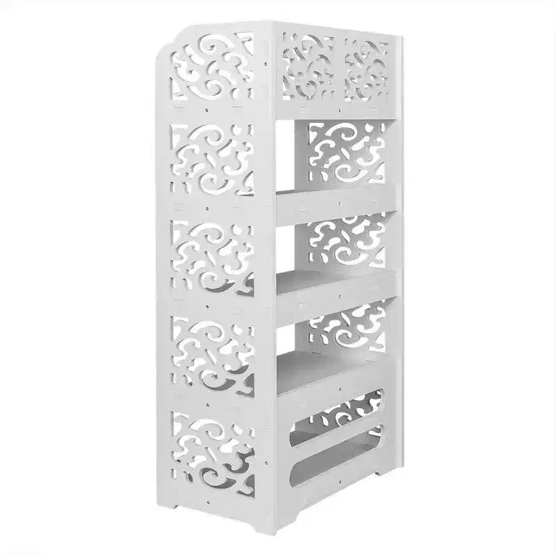 Scarpiera a 5 ripiani Karl Home in PVC (cloruro di polivinile) bianco, larga 42 cm, autoportante